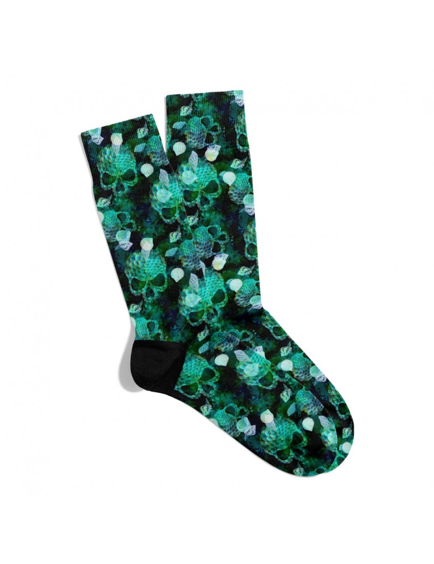 Eğlenceli Çorap Unisex HW Skull Yaprak Desen Baskılı Çorap ECSOKET376 Eğlenceli Çorap Unisex HW Skull Yaprak Desen Baskılı Çorap ECSOKET376