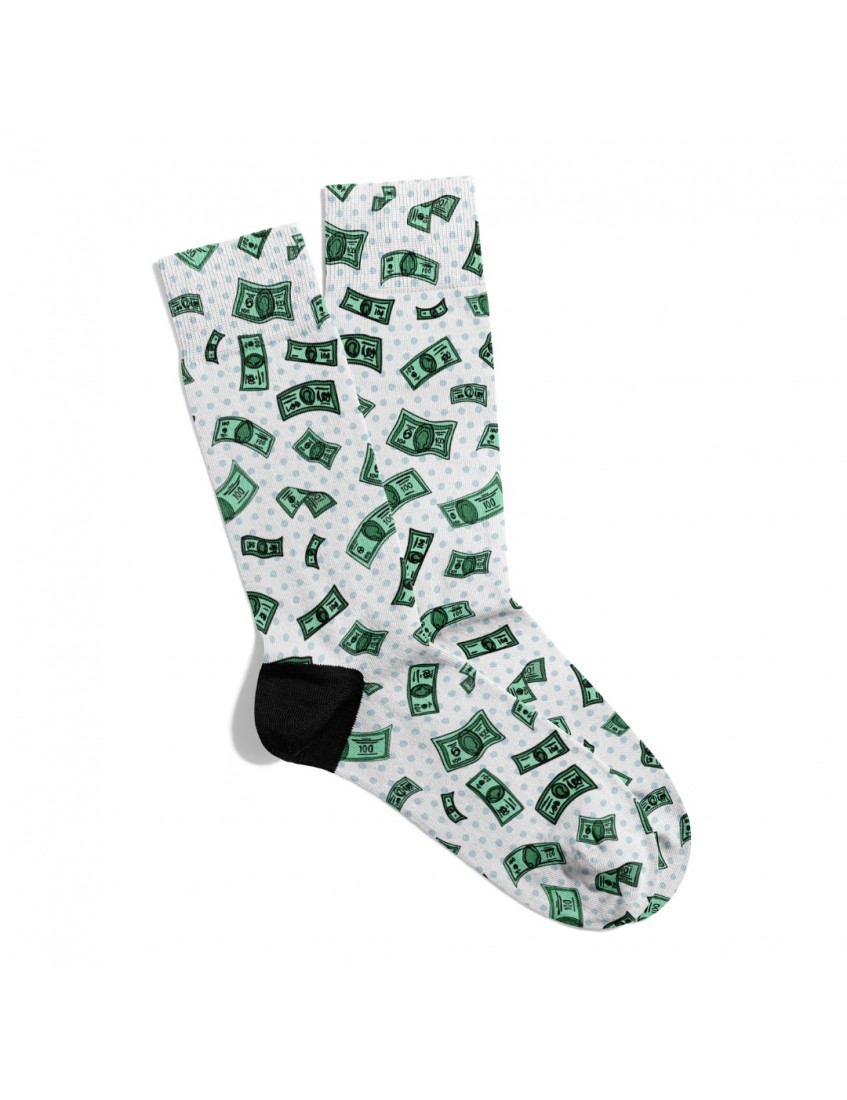 Eğlenceli Çorap Unisex Yeşil Money Desen Baskılı Çorap ECSOKET385