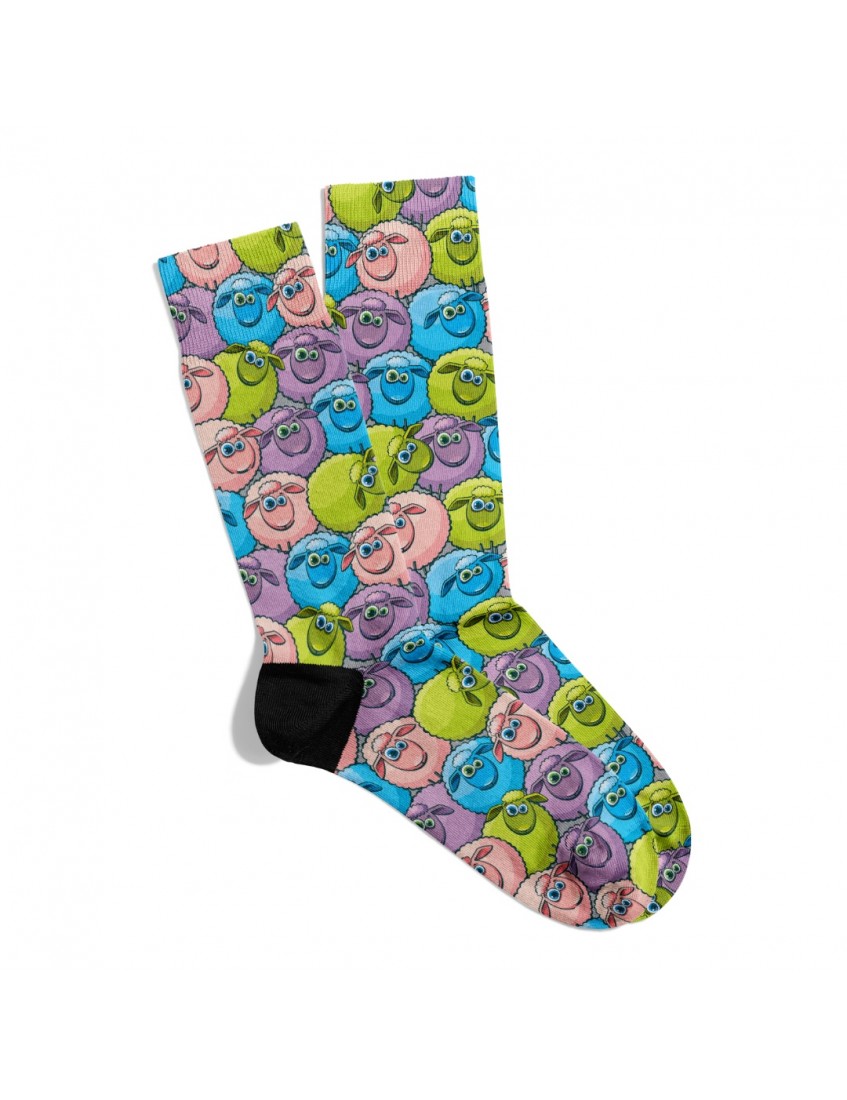 Eğlenceli Çorap Unisex Renkli Kuzular Desen Baskılı Çorap ECSOKET386