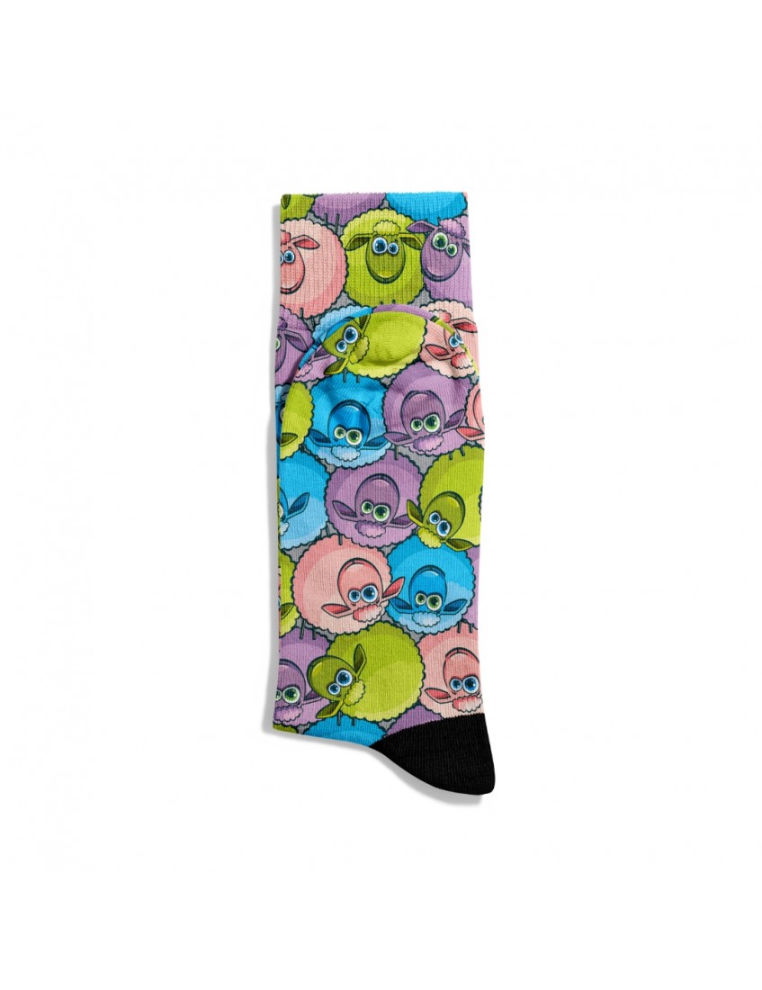Eğlenceli Çorap Unisex Renkli Kuzular Desen Baskılı Çorap ECSOKET386
