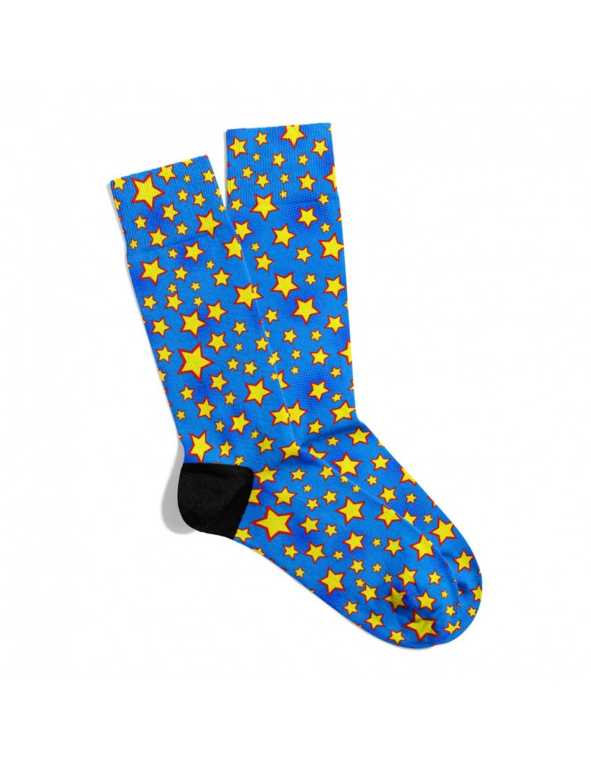 Eğlenceli Çorap Unisex PopArt Renkli Yıldız Desen Baskılı Çorap ECSOKET389