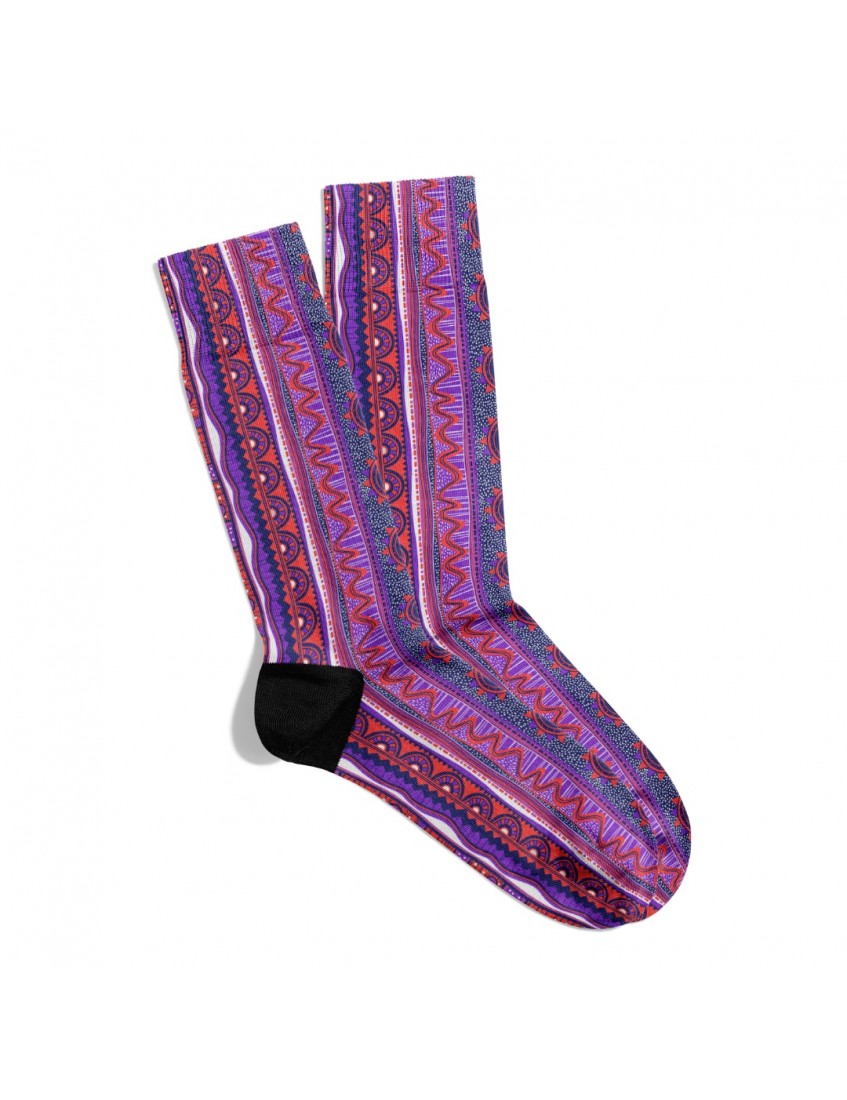 Eğlenceli Çorap Unisex Renkli Etnik Desen Baskılı Çorap ECSOKET405