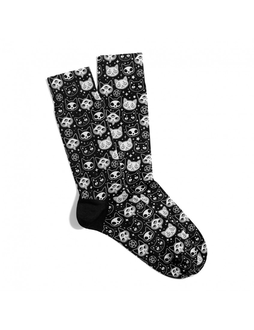 Eğlenceli Çorap Unisex Skull Kedi X1 Desen Baskılı Çorap ECSOKET422