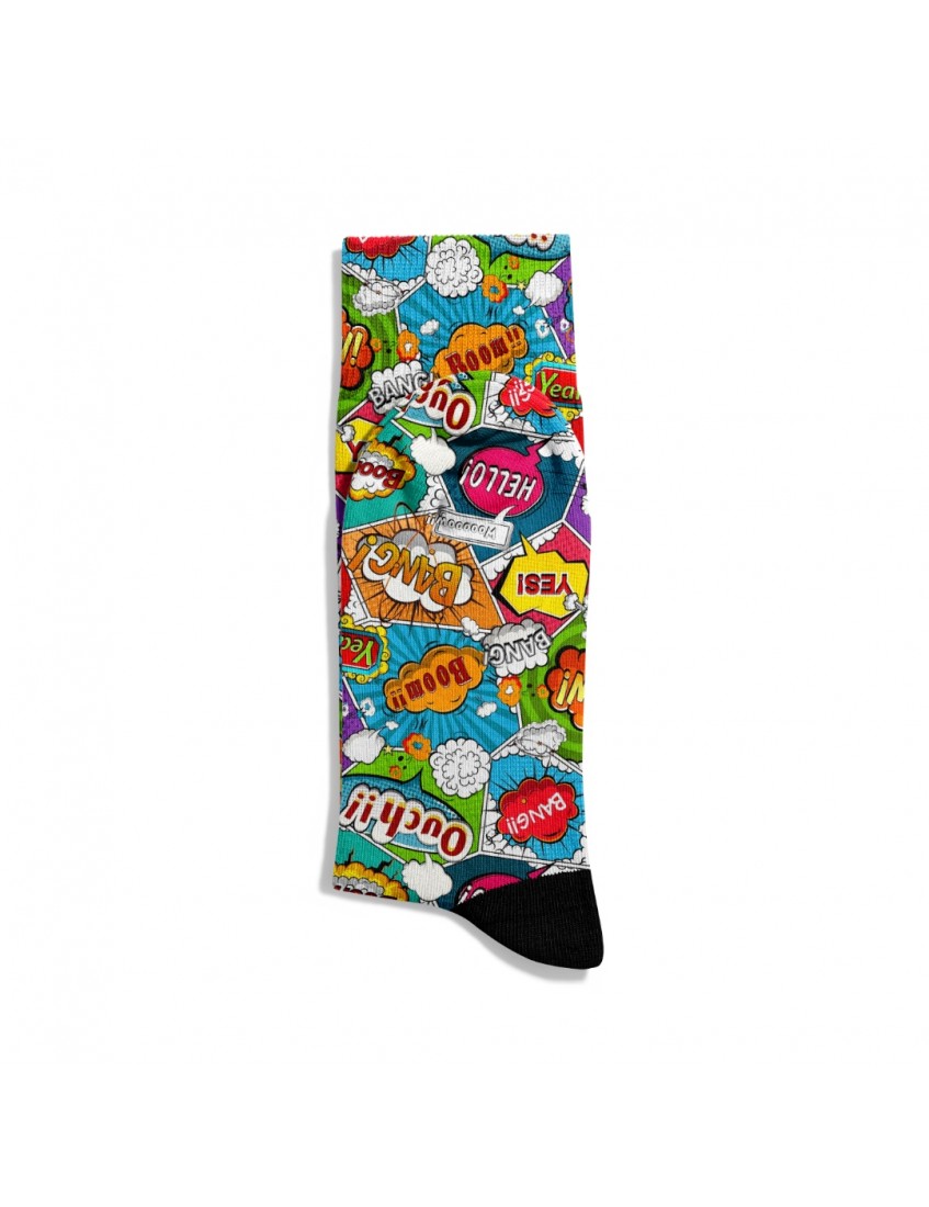 Eğlenceli Çorap  Unisex Ouch Bang Bang PopArt Desen Baskılı Çorap ECSOKET428