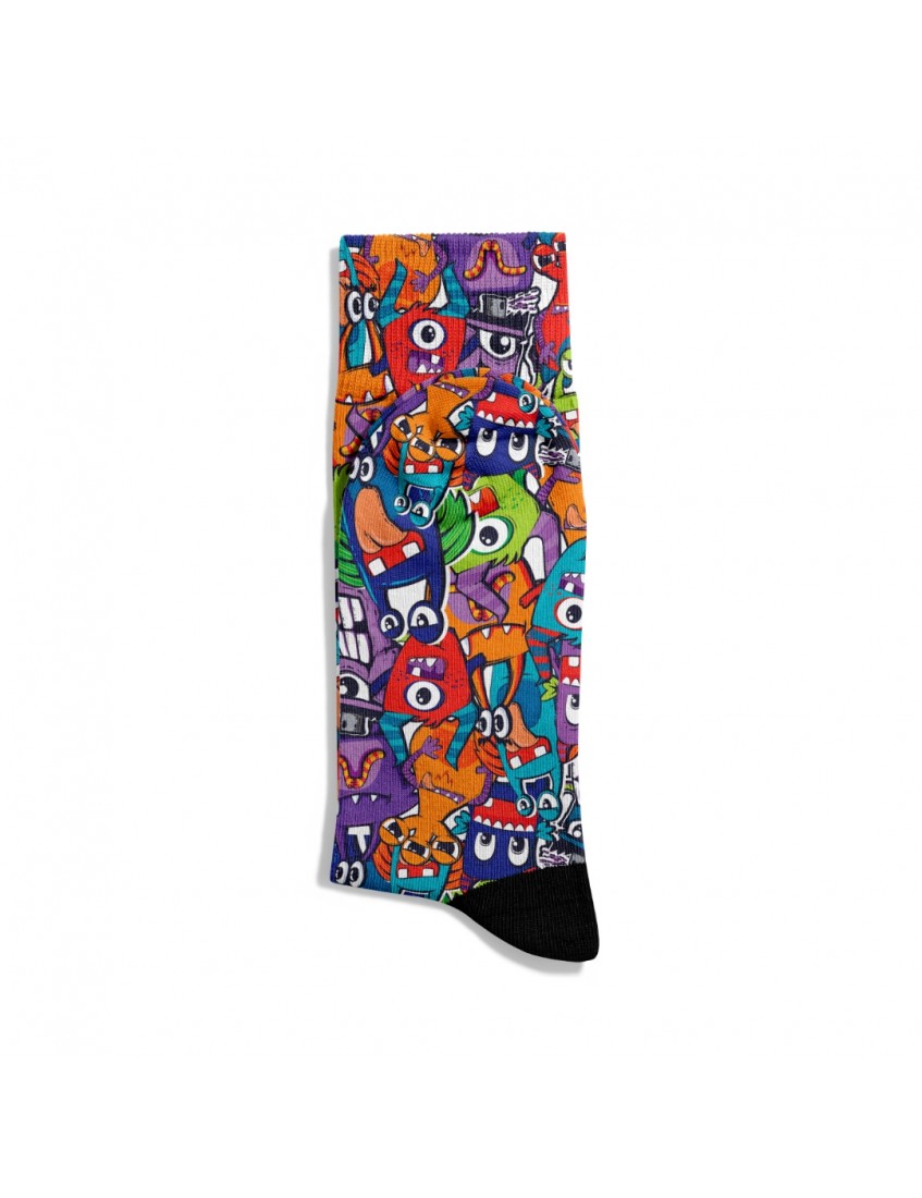 Eğlenceli Çorap  Unisex Renkli PopArt Monster Desen Baskılı Çorap ECSOKET435