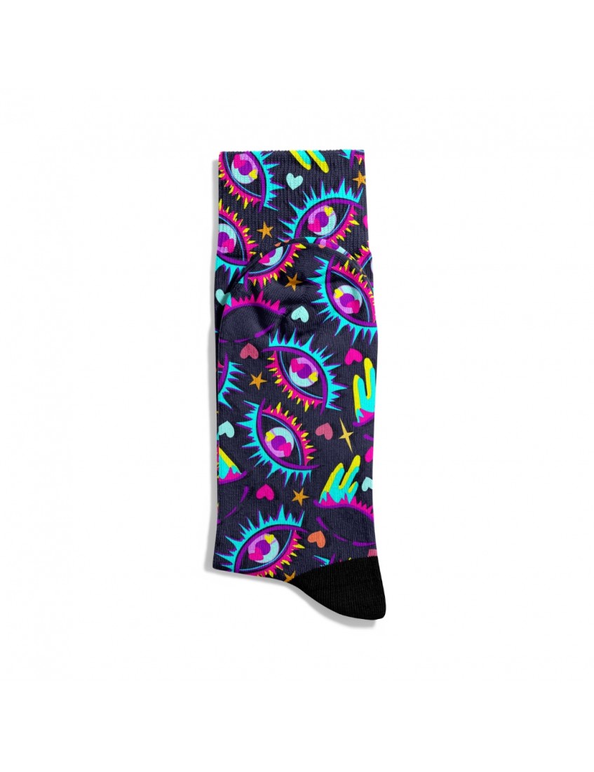 Eğlenceli Çorap  Unisex Renkli Gözler Desen Baskılı Çorap ECSOKET437
