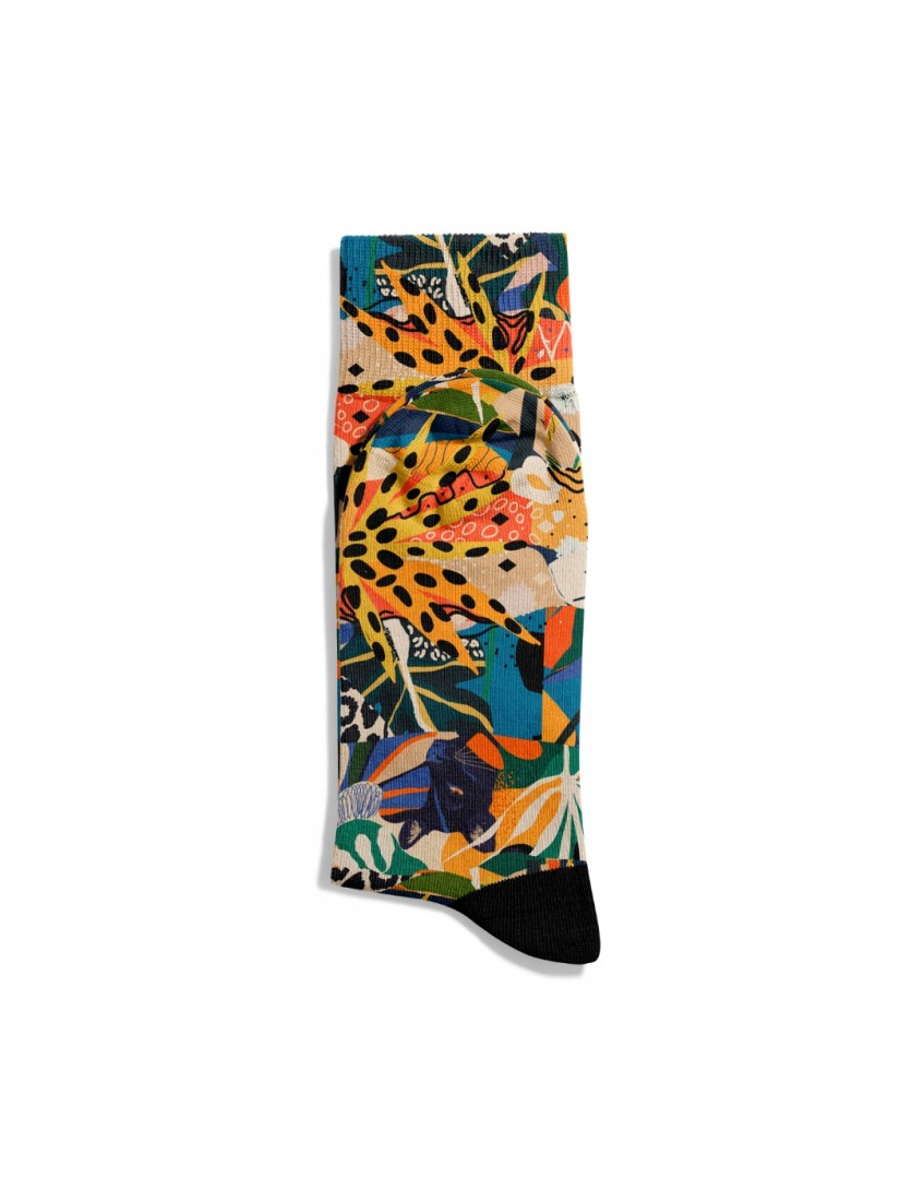 Eğlenceli Çorap  Unisex Flower Renkli Panter Desen Baskılı Çorap ECSOKET441