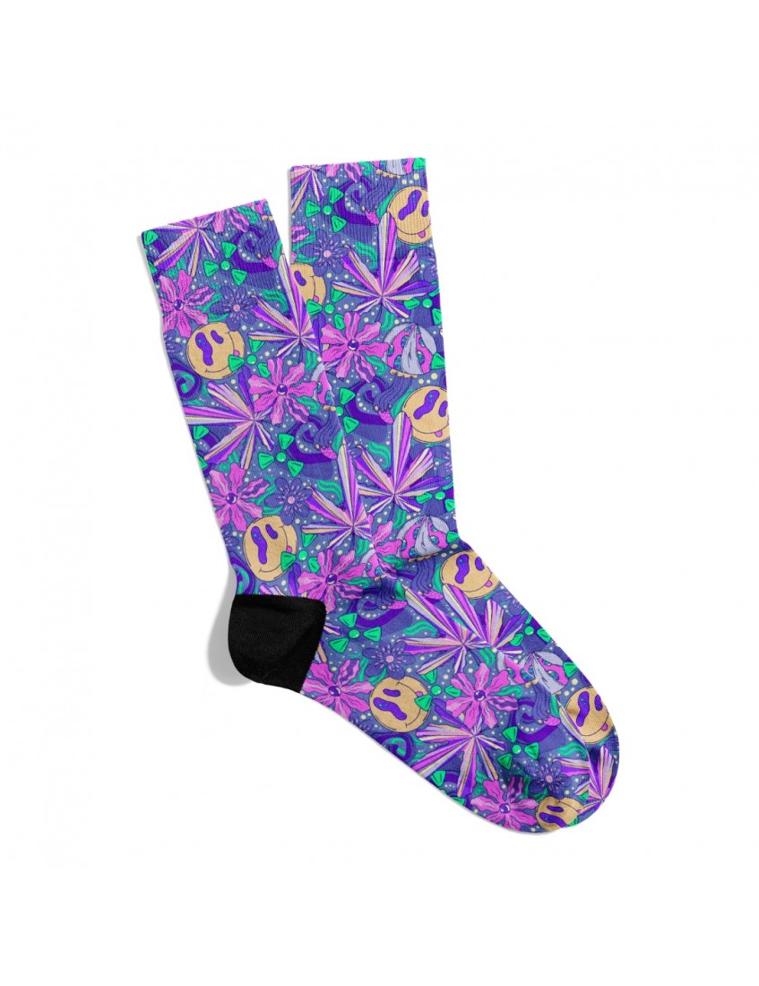 Eğlenceli Çorap  Unisex Flower Yaz Emoji Desen Baskılı Çorap ECSOKET446