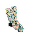Eğlenceli Çorap  Unisex Beyaz Renkli Çizgi Desen Baskılı Çorap ECSOKET451