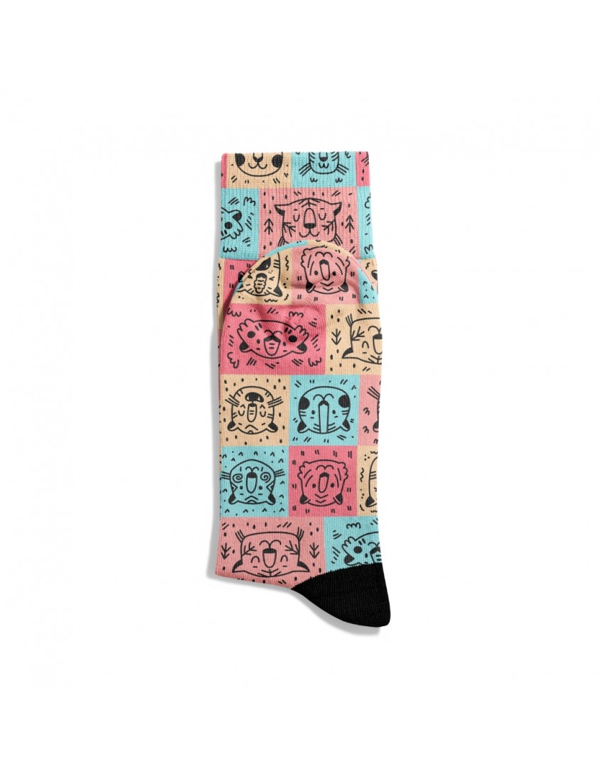 Eğlenceli Çorap  Unisex Sevimli Hayvanlar Renk Desen Baskılı Çorap ECSOKET456