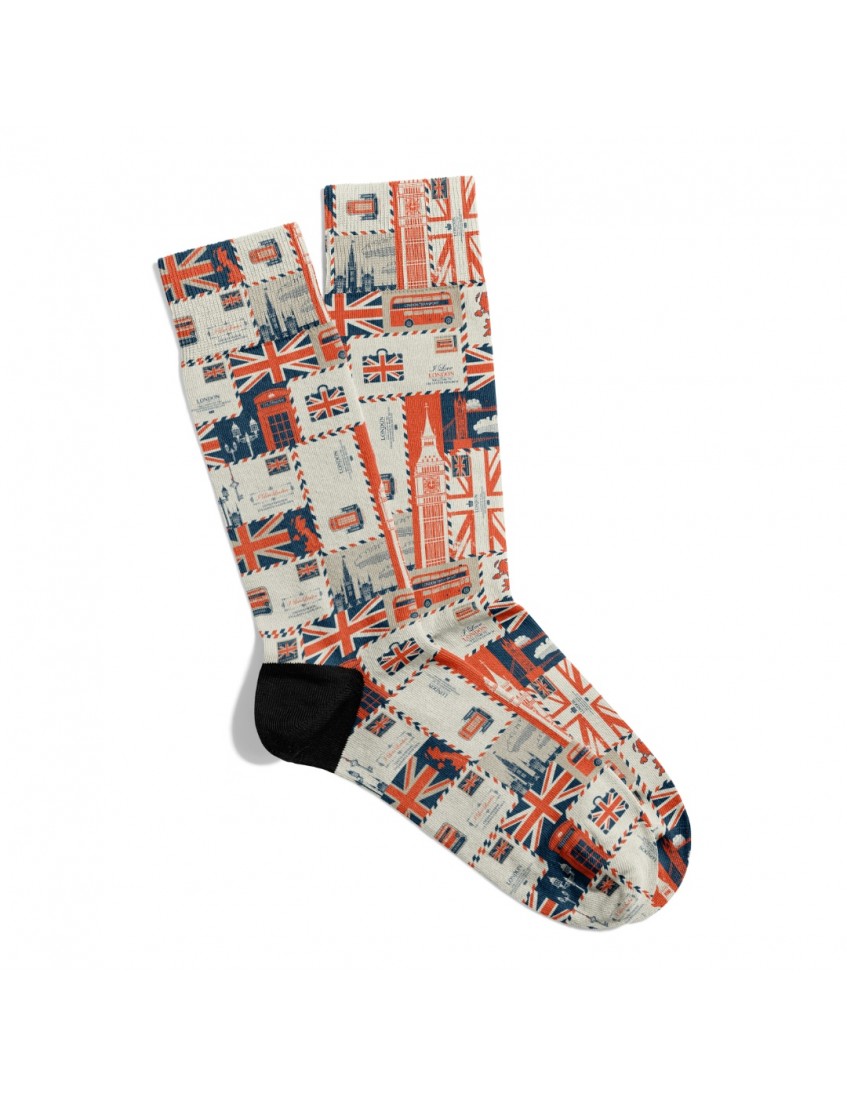 Eğlenceli Çorap  Unisex London City Retro Desen Baskılı Çorap ECSOKET466
