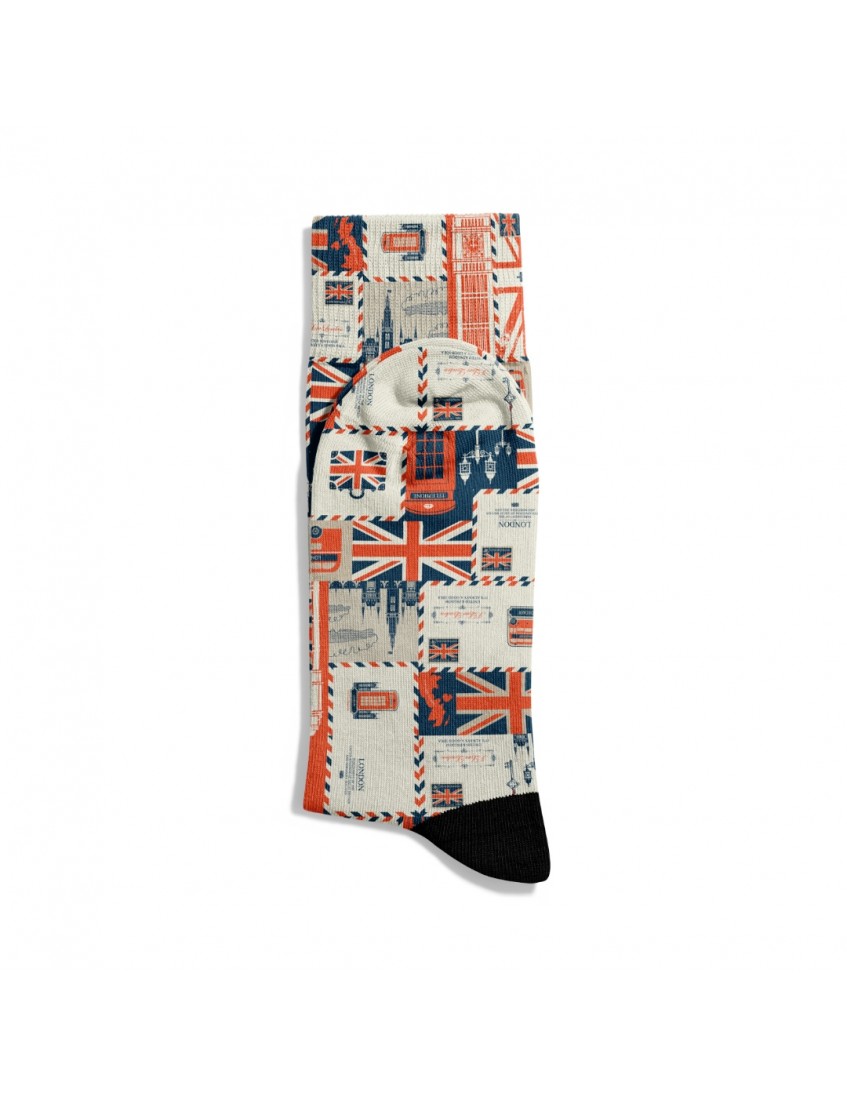 Eğlenceli Çorap  Unisex London City Retro Desen Baskılı Çorap ECSOKET466