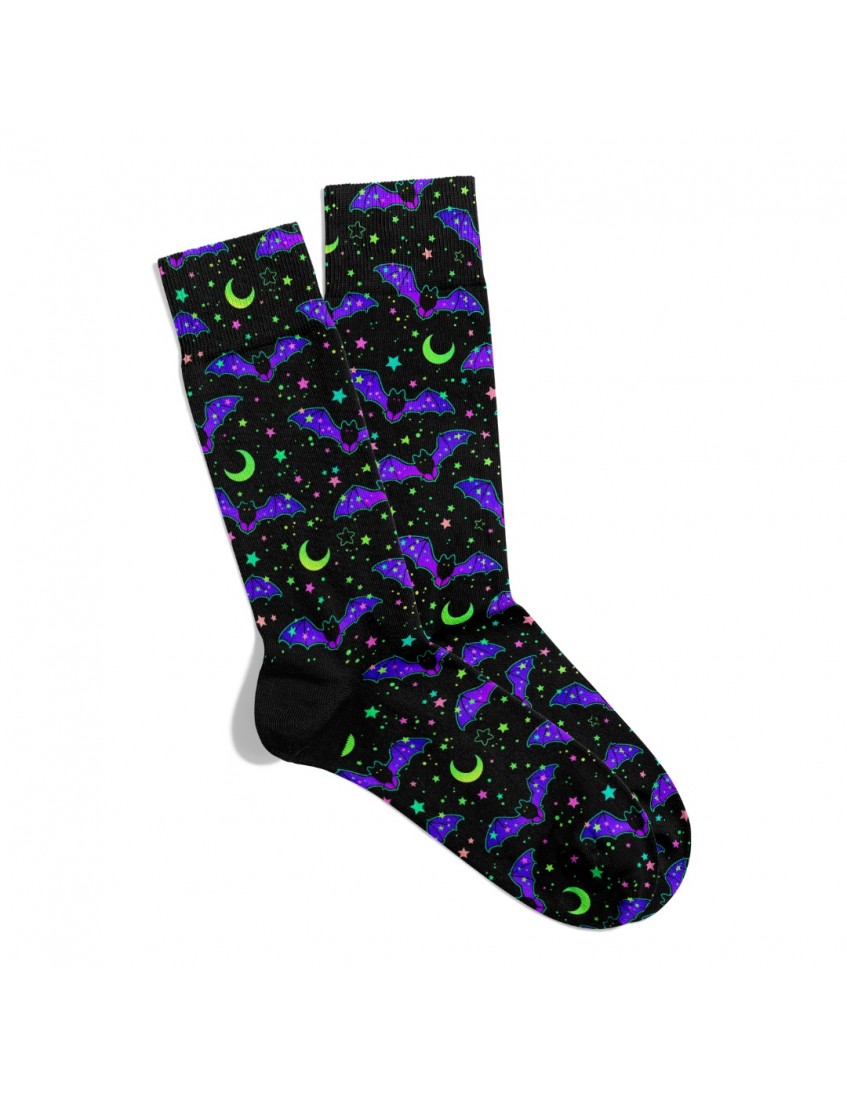 Eğlenceli Çorap  Unisex Renkli Ay ve HaLLoween Desen Baskılı Çorap ECSOKET486