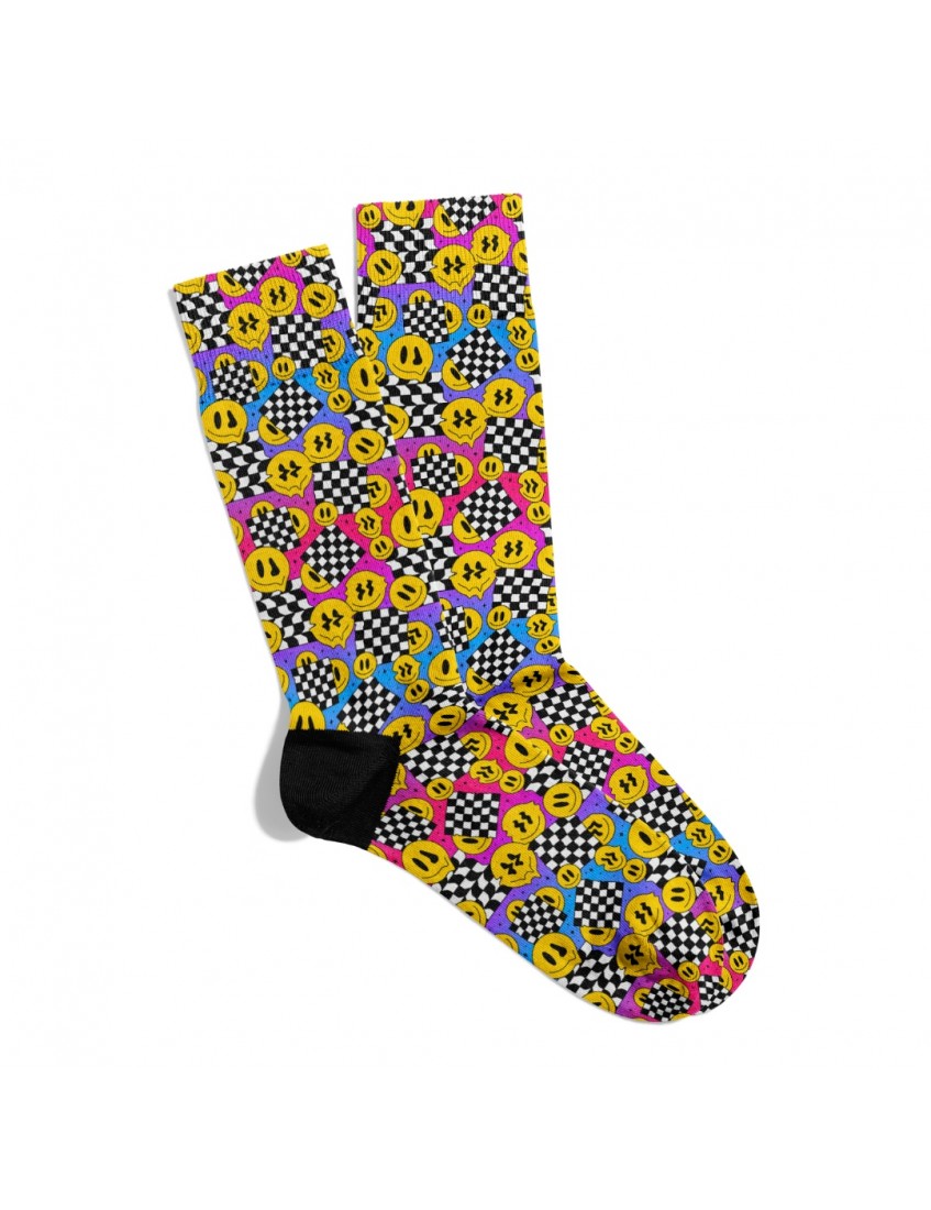 Eğlenceli Çorap  Unisex  PopArt Dama Emoji Renk Desen Baskılı Çorap ECSOKET489