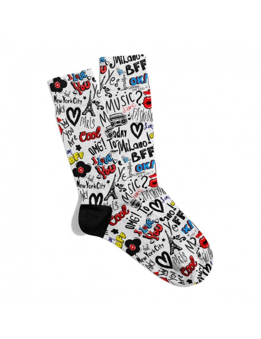 Eğlenceli Çorap  Unisex Cool Omg City Paris Desen Baskılı Çorap ECSOKET491