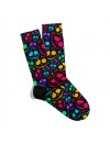 Eğlenceli Çorap  Unisex Siyah Zemin Renkli HLLoween Desen Baskılı Çorap ECSOKET496