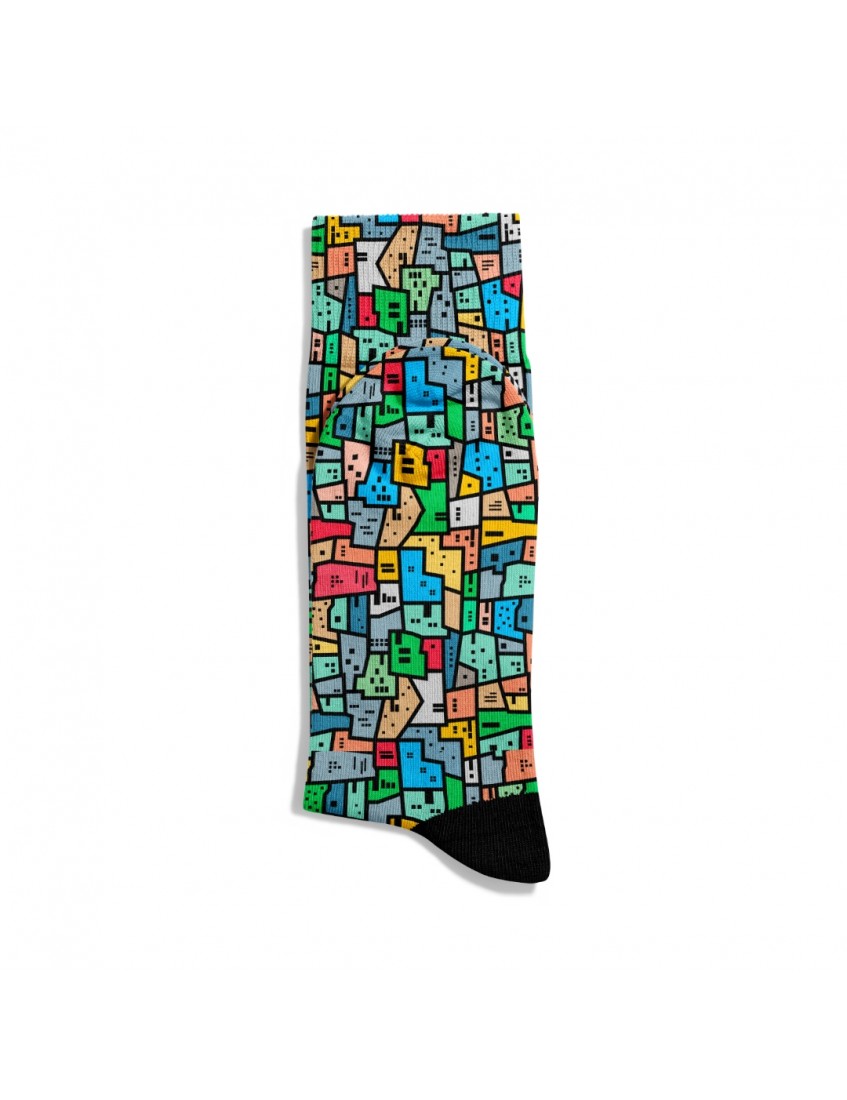 Eğlenceli Çorap  Unisex Renkli Şehirler TX Desen Baskılı Çorap ECSOKET502