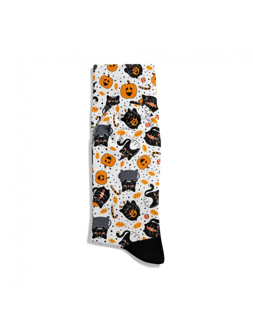 Eğlenceli Çorap  Unisex Halloween Kediler  Desen Baskılı Çorap ECSOKET503