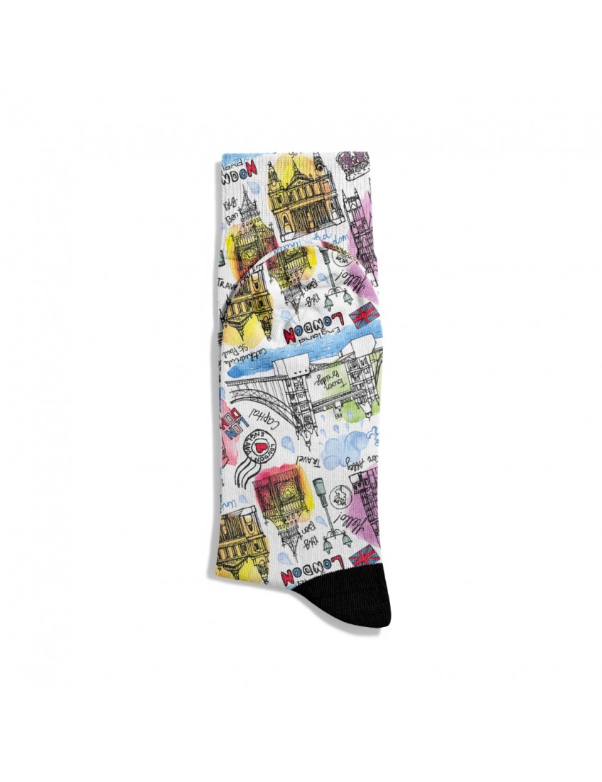 Eğlenceli Çorap  Unisex Travel London City Desen Baskılı Çorap ECSOKET516