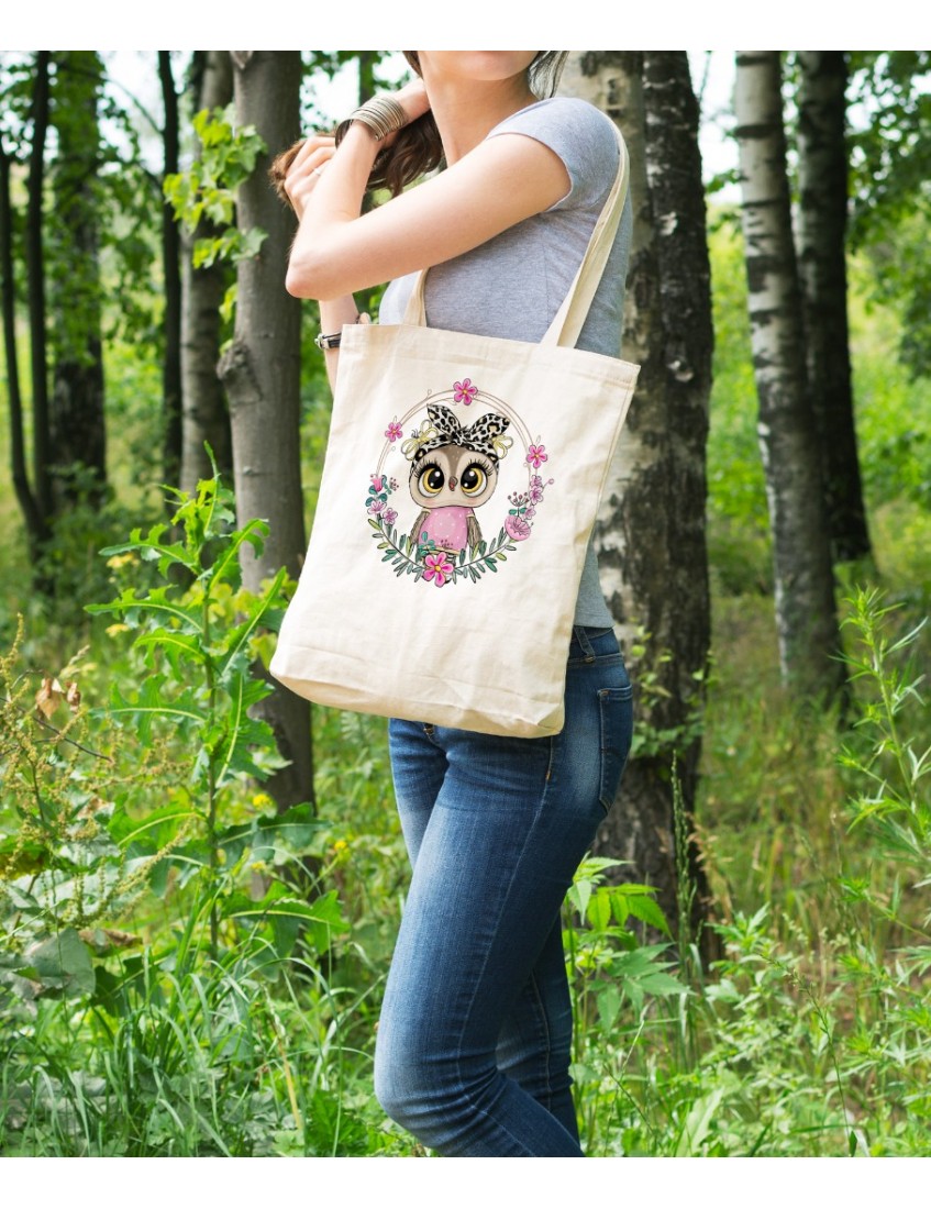 Bez ÇantaPink Baykuş Owl Baskılı Çanta Hediyelik Çanta BDKCNTA010