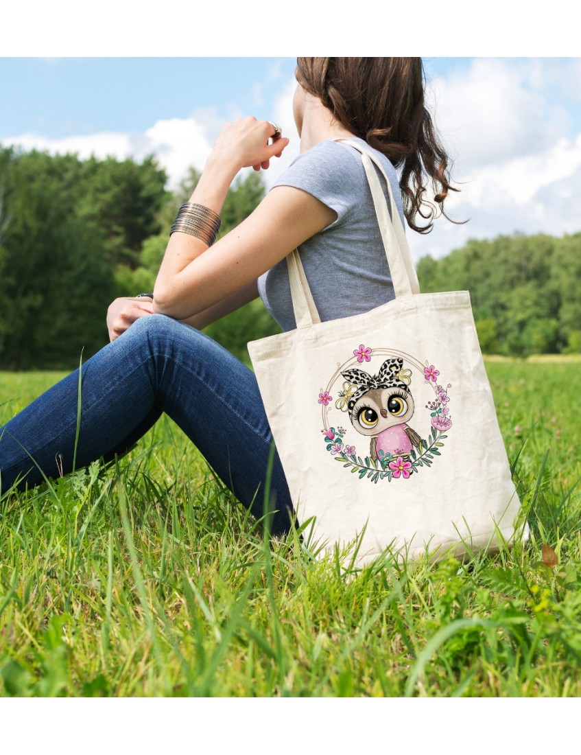 Bez ÇantaPink Baykuş Owl Baskılı Çanta Hediyelik Çanta BDKCNTA010