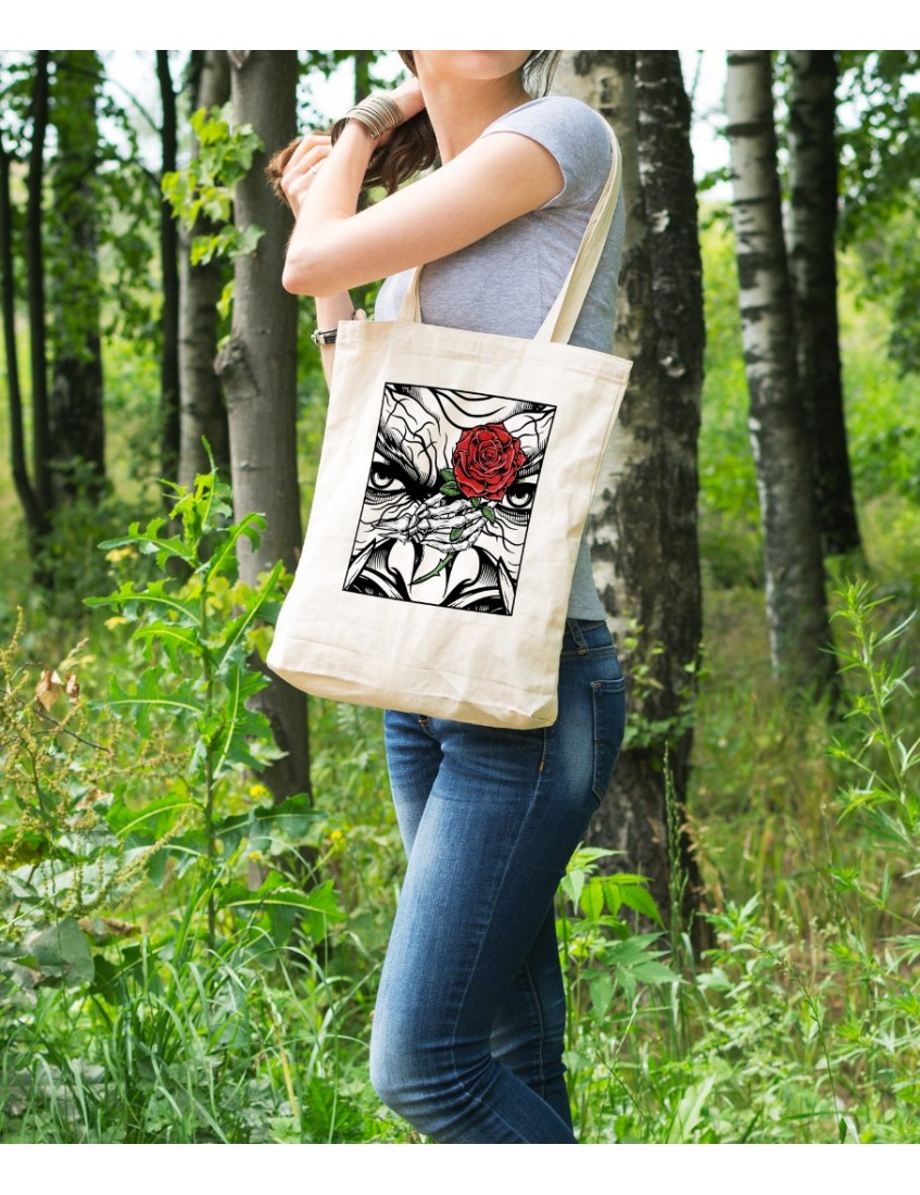 Bez Çanta Skull Rose Baskılı Çanta Hediyelik Çanta BDKCNTA022