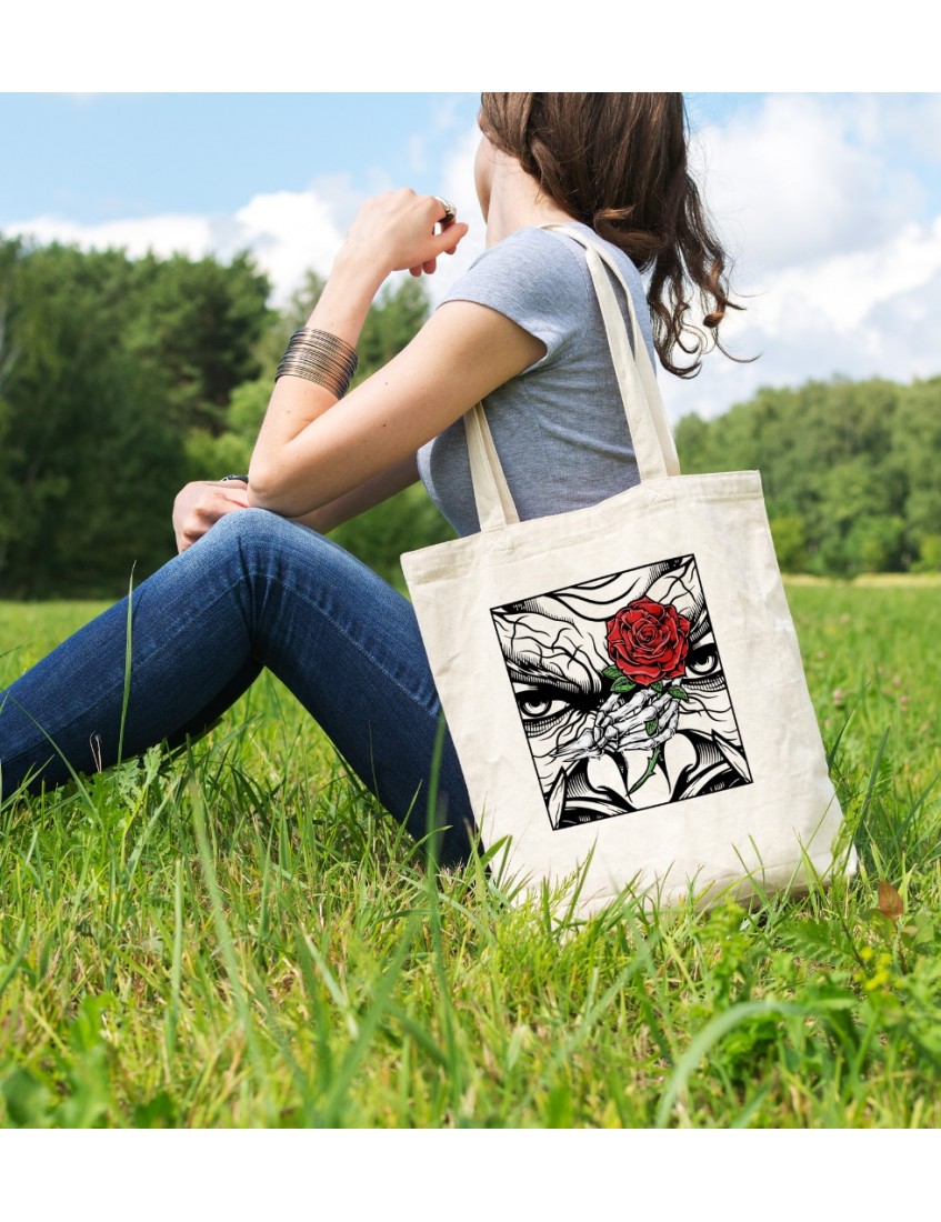 Bez Çanta Skull Rose Baskılı Çanta Hediyelik Çanta BDKCNTA022