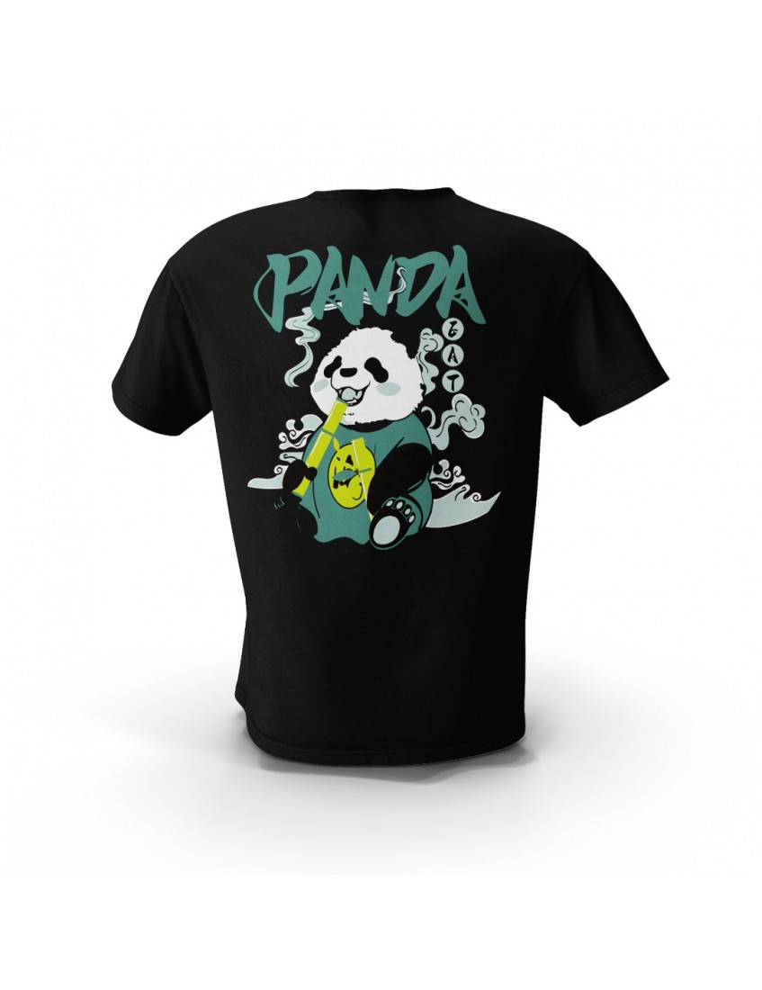 Siyah Panda Sırt Baskılı Unisex Pamuk Tişört Siyah Panda Sırt Baskılı Unisex Pamuk Tişört
